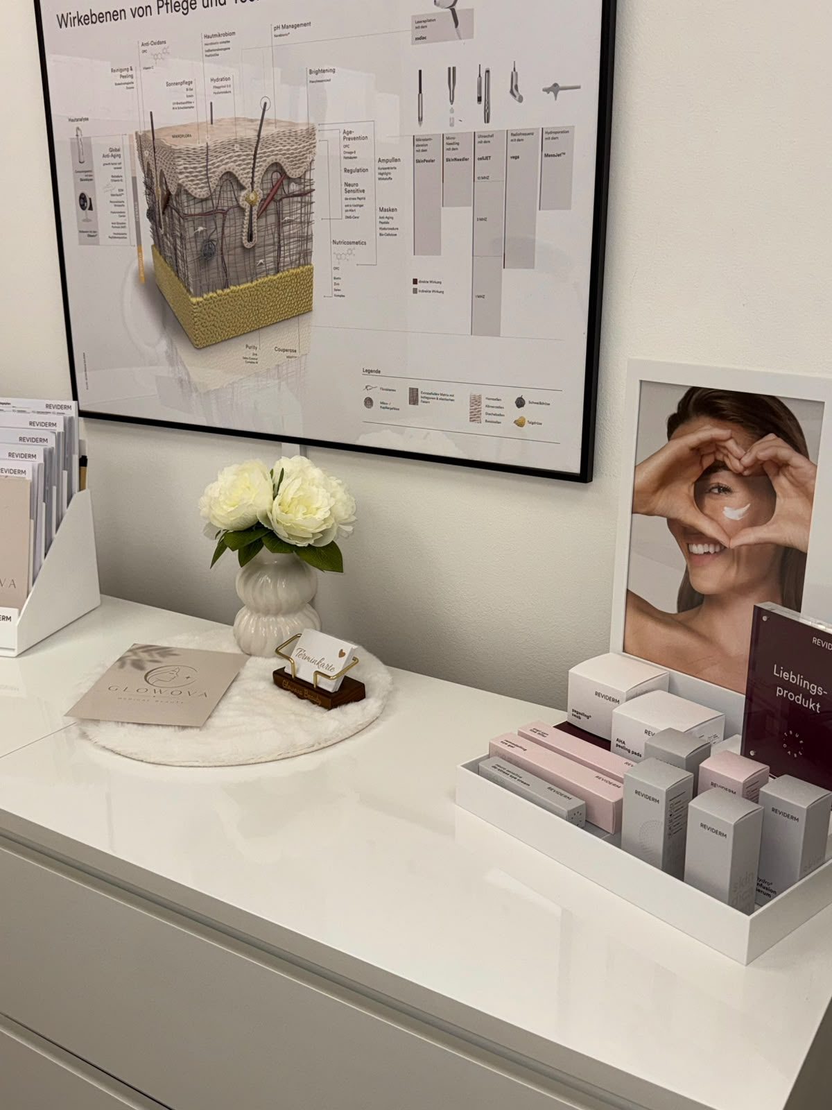 Heller Empfangsbereich von Glowova Beauty
